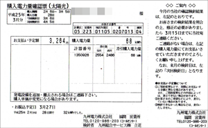 平成25年3月売電売上